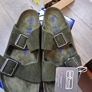 Birkenstock Olive Green Suede Sandals